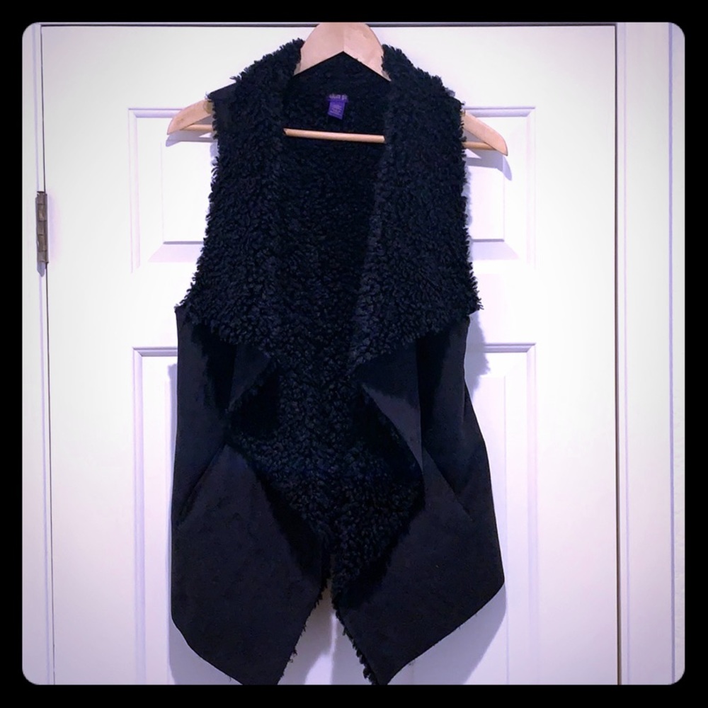 Faux Fur Waterfall Vest With Pockets